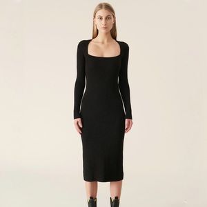 Ganni Melange Knit Dress in Black